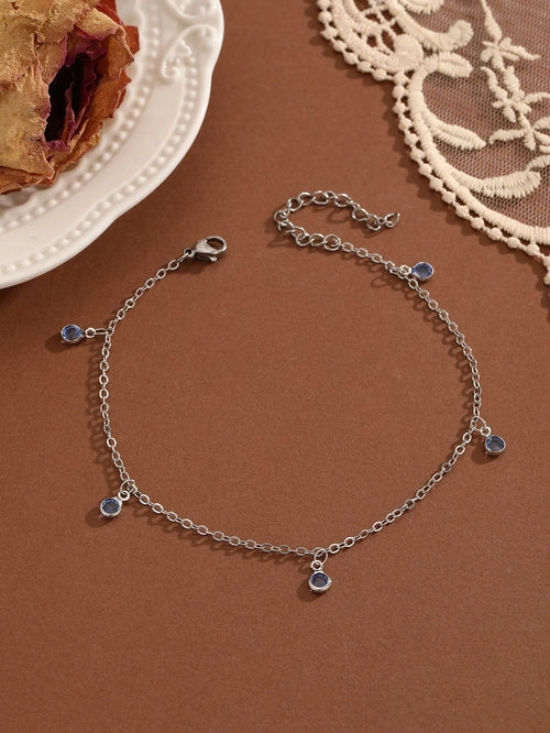 QIAMNI Summer Bohemia Crystal Cubic Zirconia Anklet For Women Girls