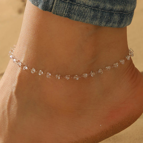 QIAMNI Summer Bohemia Crystal Cubic Zirconia Anklet For Women Girls