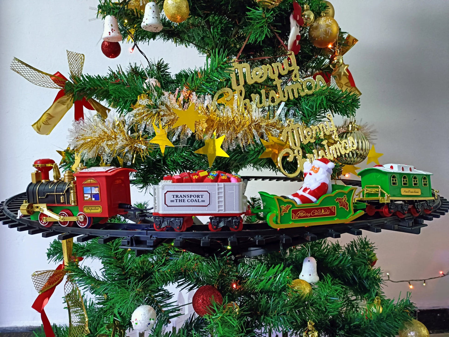Electric Express Train with Christmas Decorations