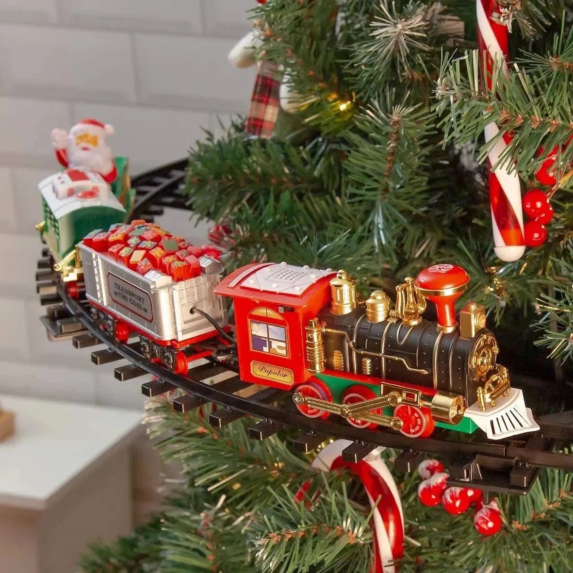 Electric Express Train with Christmas Decorations